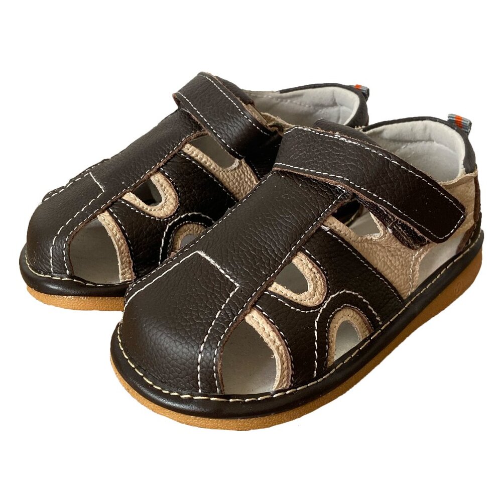 NEW ⭐️ Squeaky Brown/Tan Close-Toed Sandal - Multiple Toddler Sizes